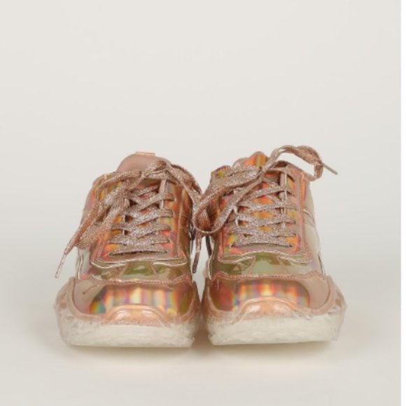 Rose Gold Holographic Fashion Sneakers - Picture 3 of 8